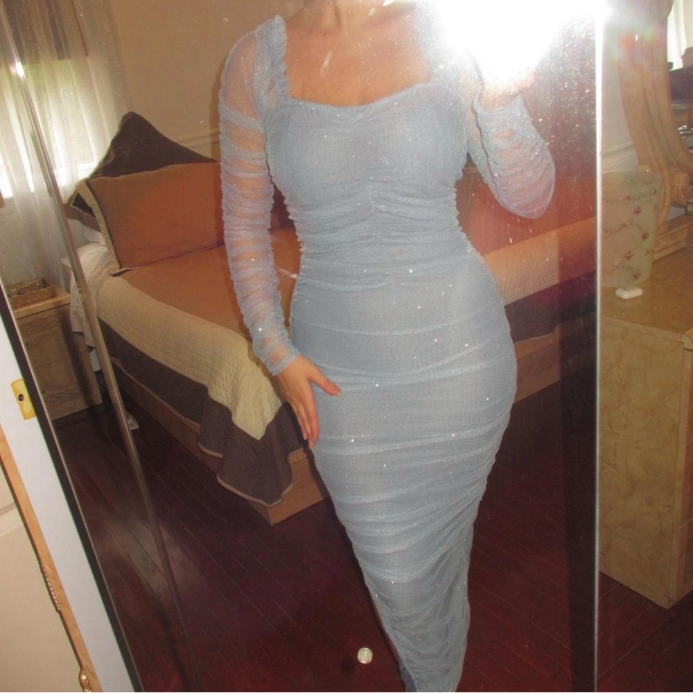 Fashion Nova Blue Shimmer Dress